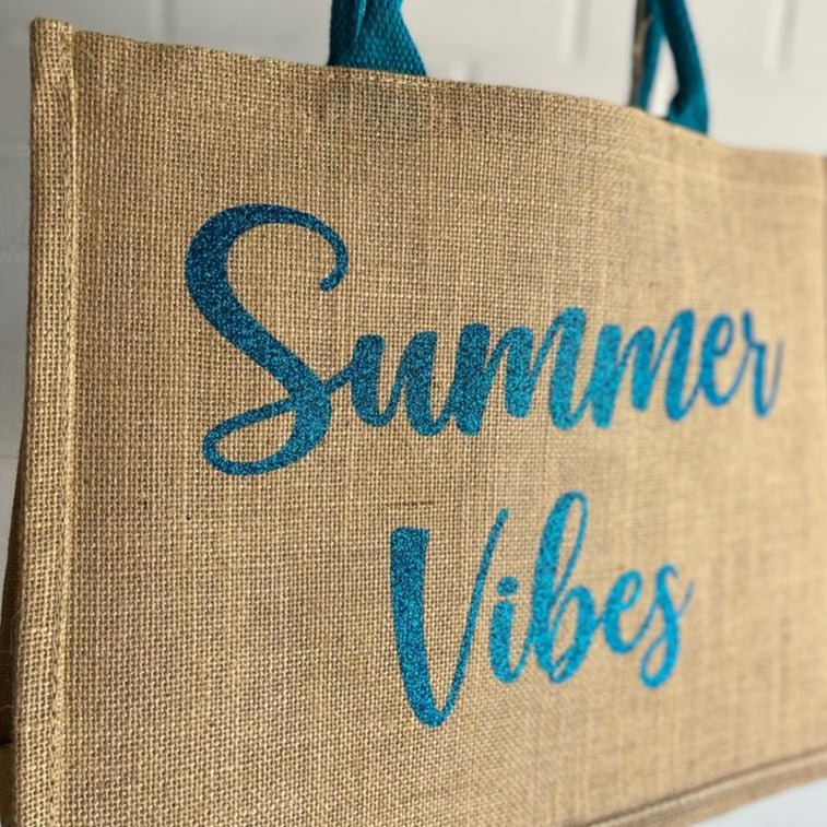 Borsa in Juta Manico Azzurro Summer Vibes - Be Brave Boutique