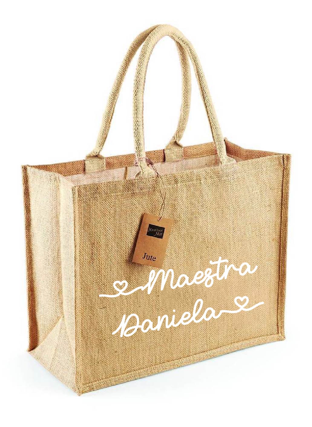 Borsa in Juta Total Beige personalizzabile Regalo maestre fine anno - Be Brave Boutique
