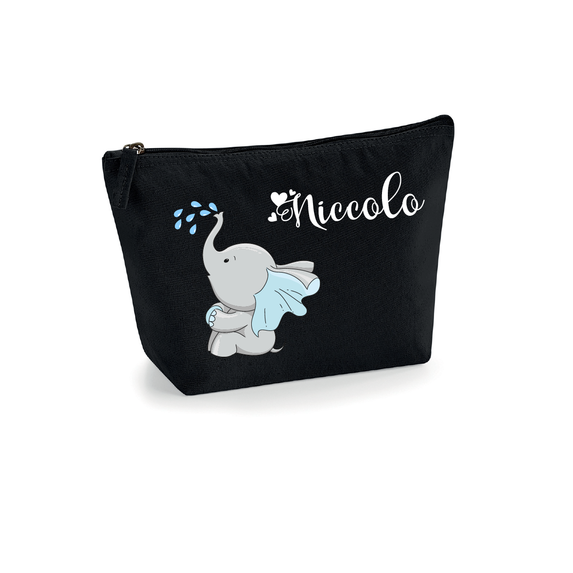 Pochette in cotone organico personalizzabile Elefantino gocce - Be Brave Boutique