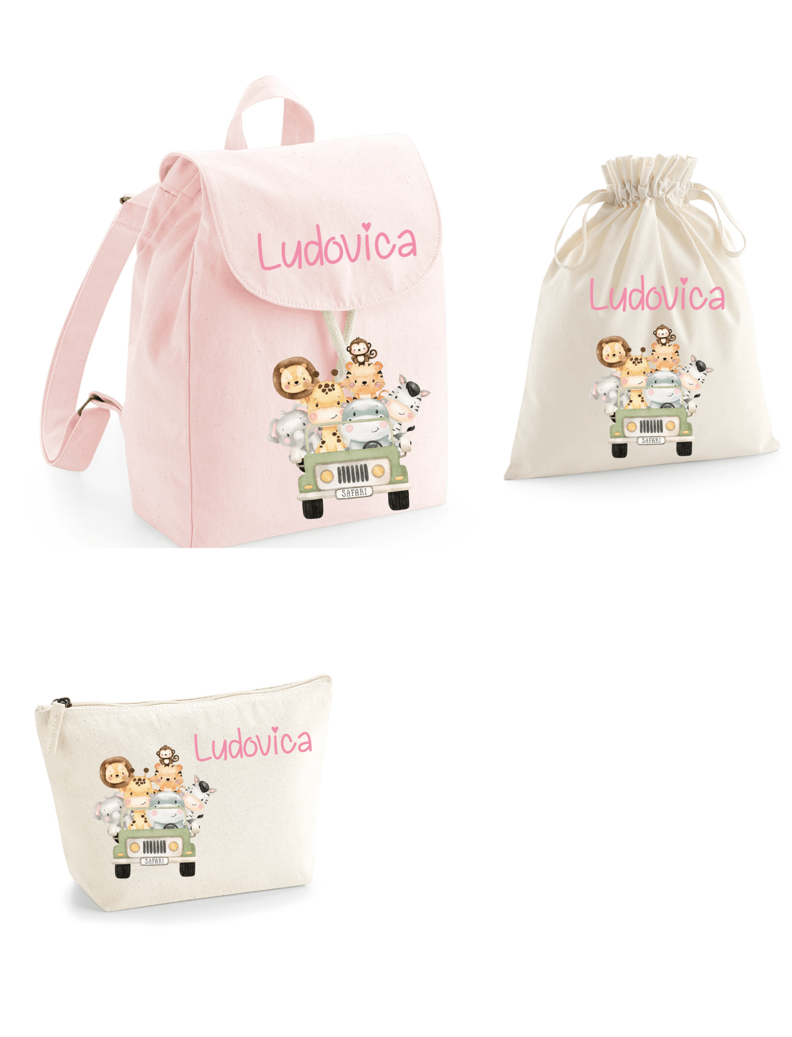 Set asilo Mini Zaino, Sacchetto cambi e beauty Safari - Be Brave Boutique