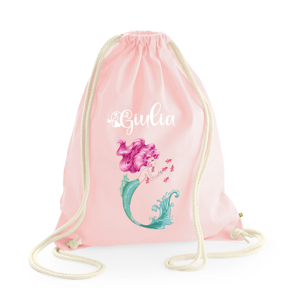 Zaino a sacca in cotone pesante sirenetta - Be Brave Boutique