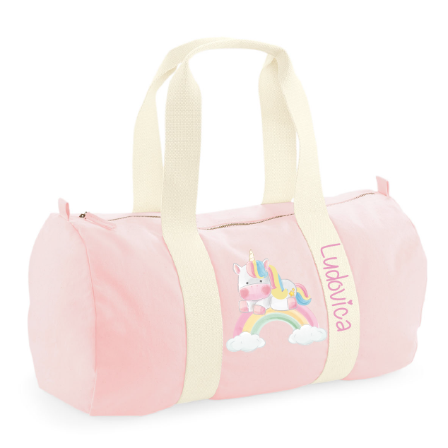 Borsone in cotone canvas personalizzato Unicorno Arcobaleno - Be Brave Boutique