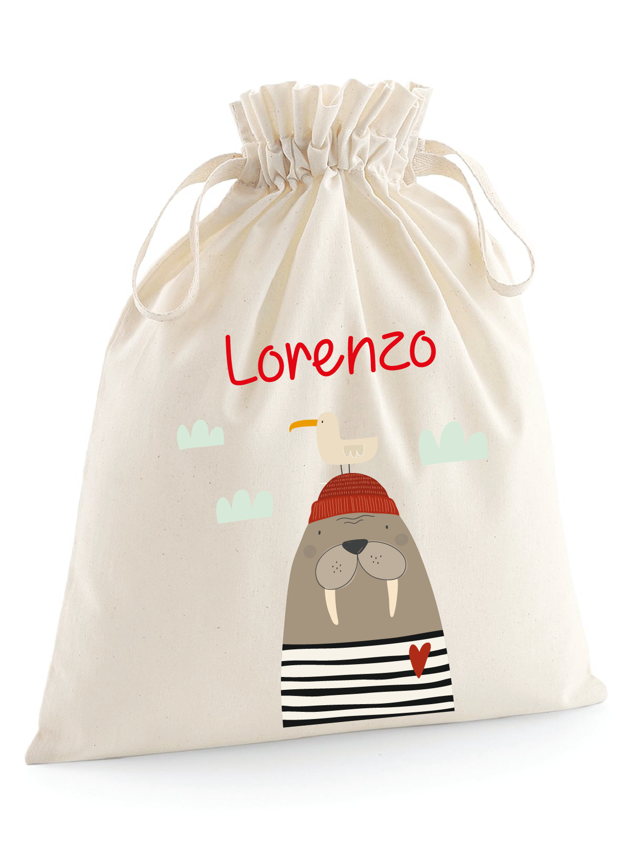 Sacchetti primi cambi personalizzabili Tricheco - Be Brave Boutique