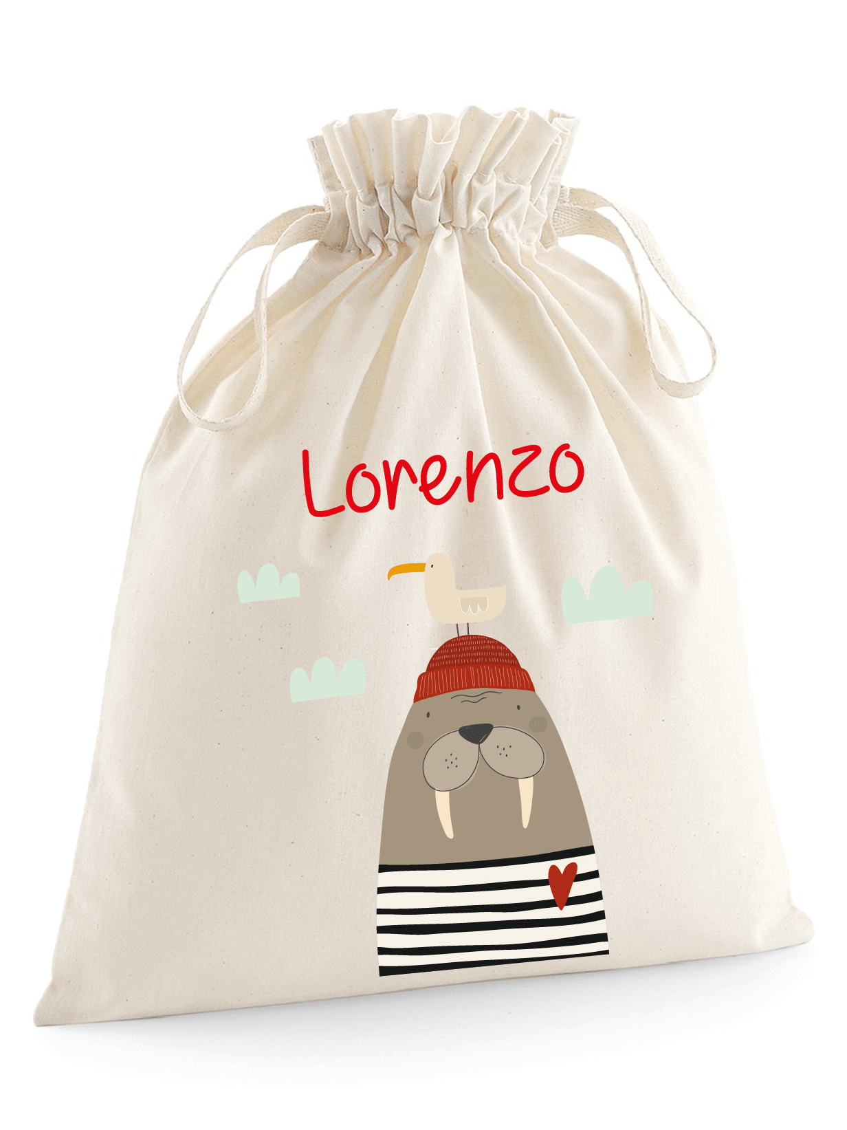 Sacchetti primi cambi personalizzabili Tricheco - Be Brave Boutique