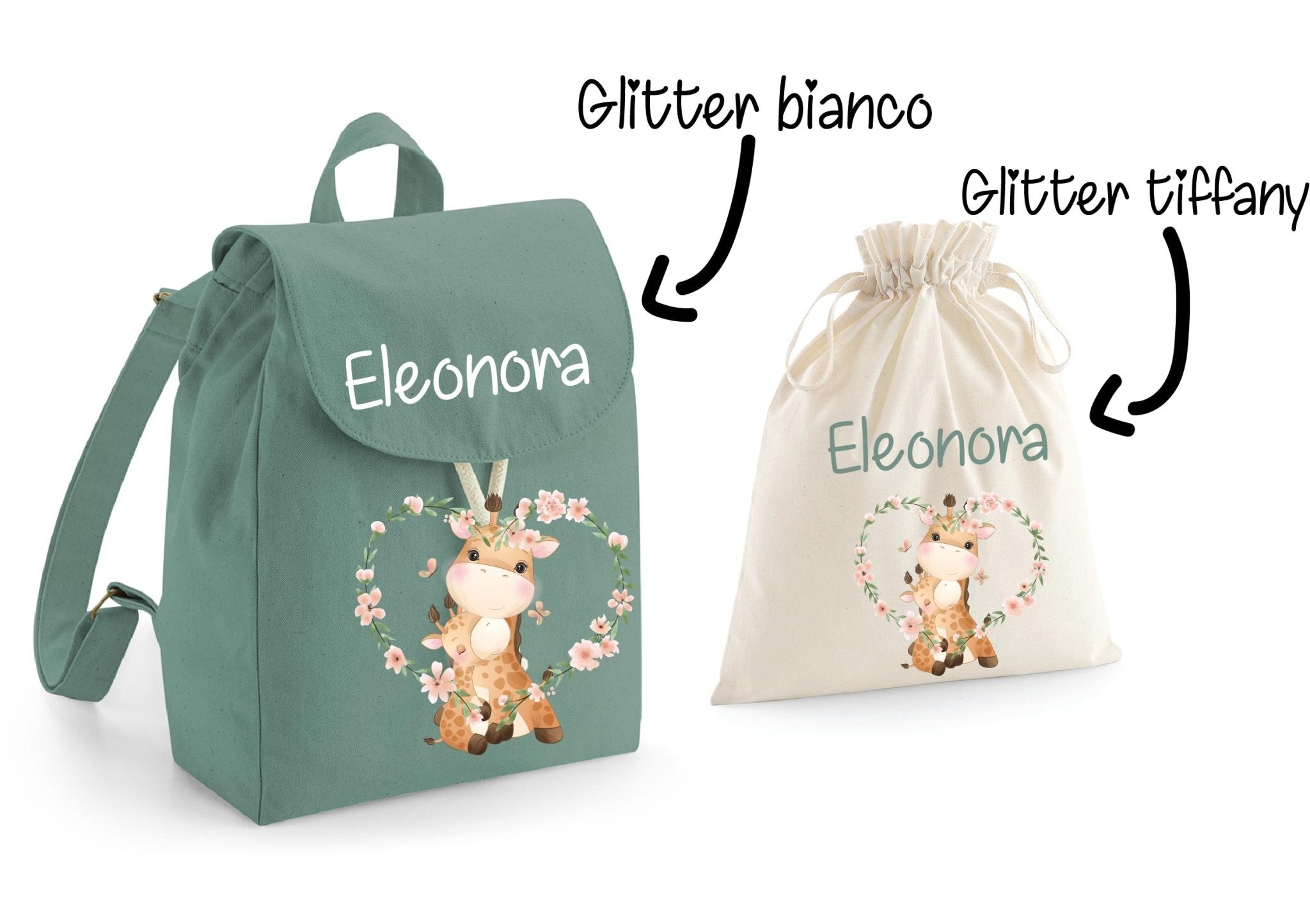 Mini Zaino in cotone e sacchetto cambi Giraffine - Be Brave Boutique