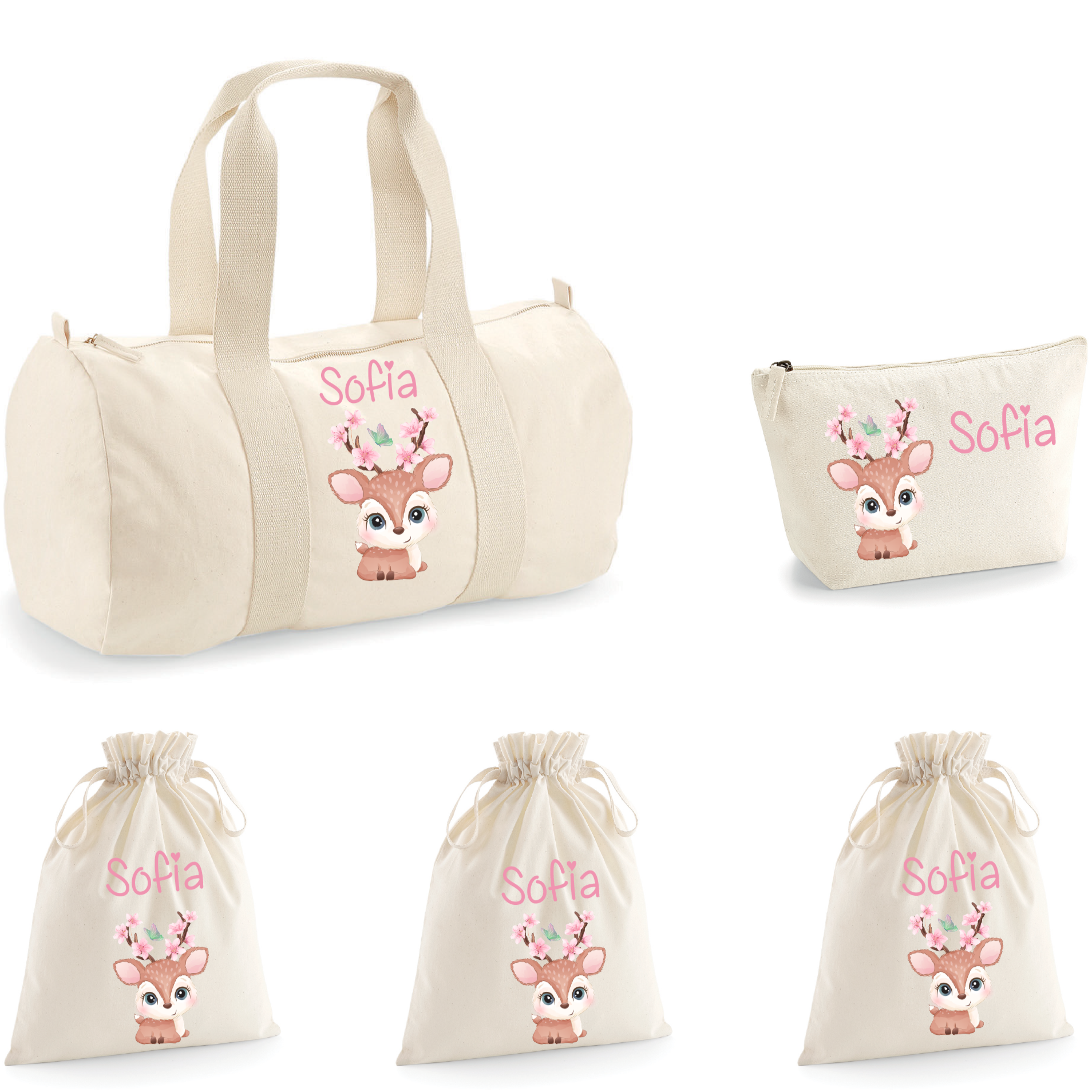 Set Nascita Borsone Baby, 3 sacchi cambi e 1 beauty personalizzati - Be Brave Boutique