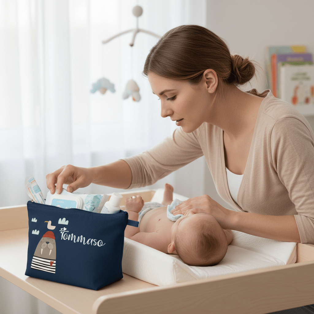 Pochette in cotone organico personalizzabile Tricheco - Be Brave Boutique