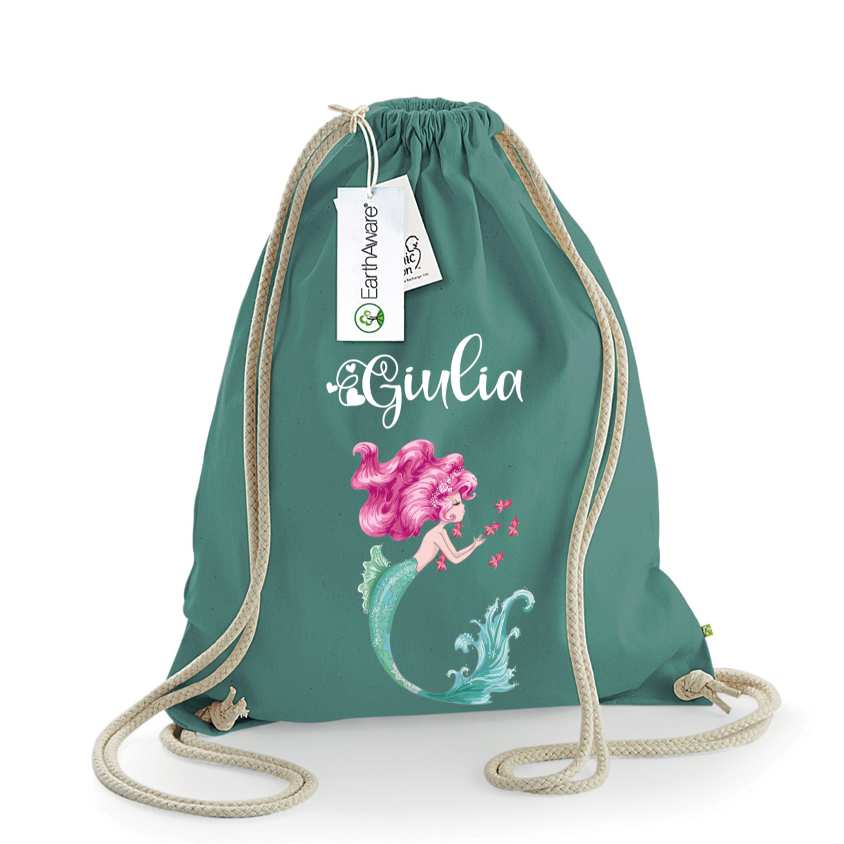 Zaino a sacca in cotone pesante sirenetta - Be Brave Boutique