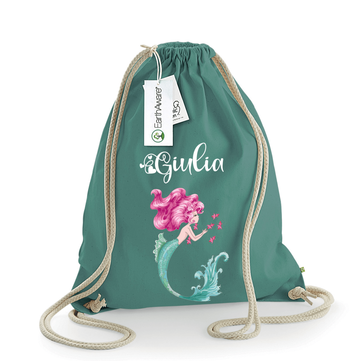 Zaino a sacca in cotone pesante sirenetta - Be Brave Boutique