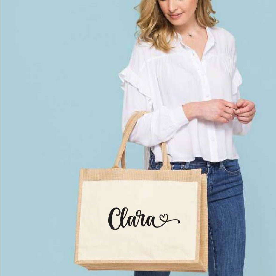 Borsa in Juta e cotone con tasca personalizzabile - Be Brave Boutique