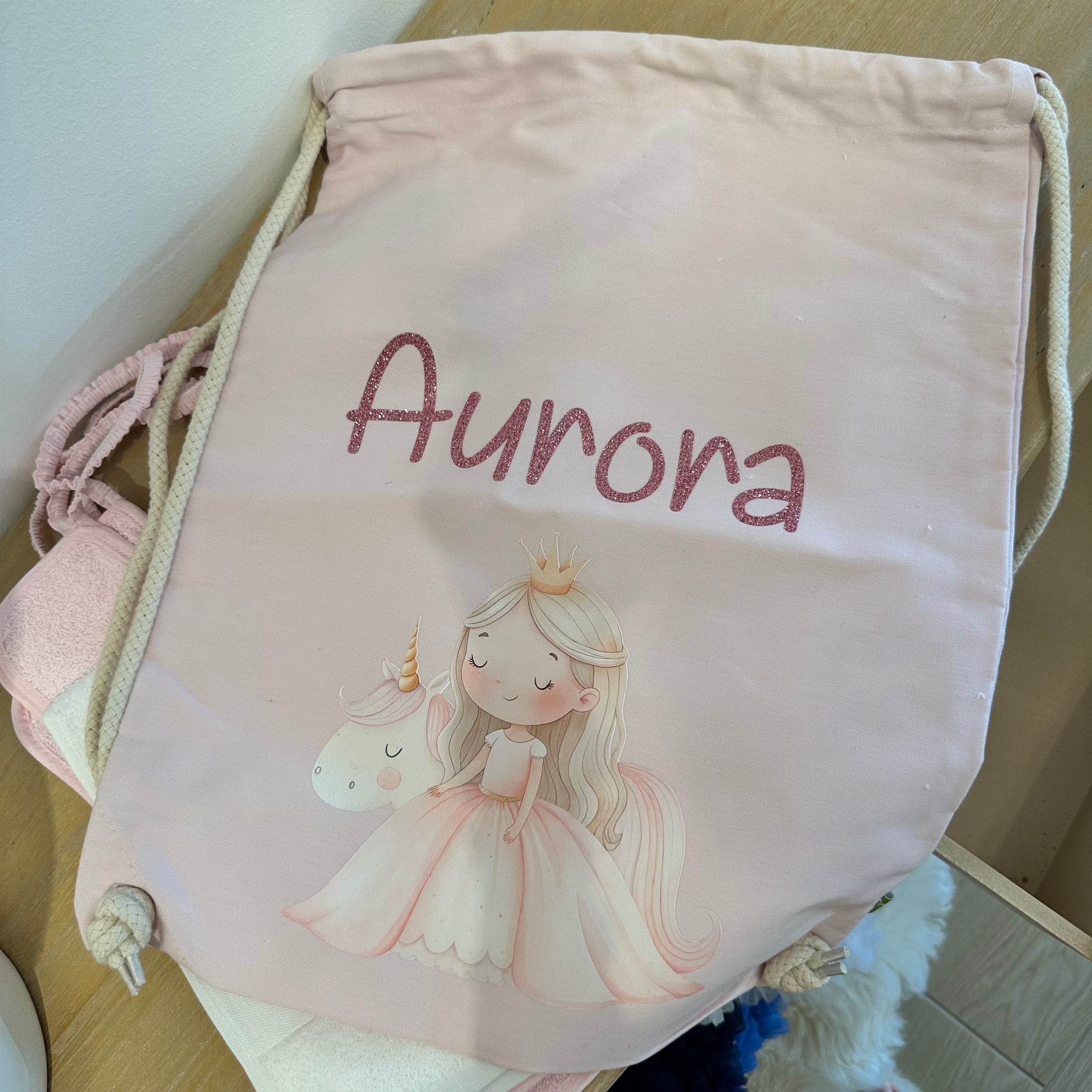 Zaino a sacca in cotone pesante Principessa Unicorno - Be Brave Boutique