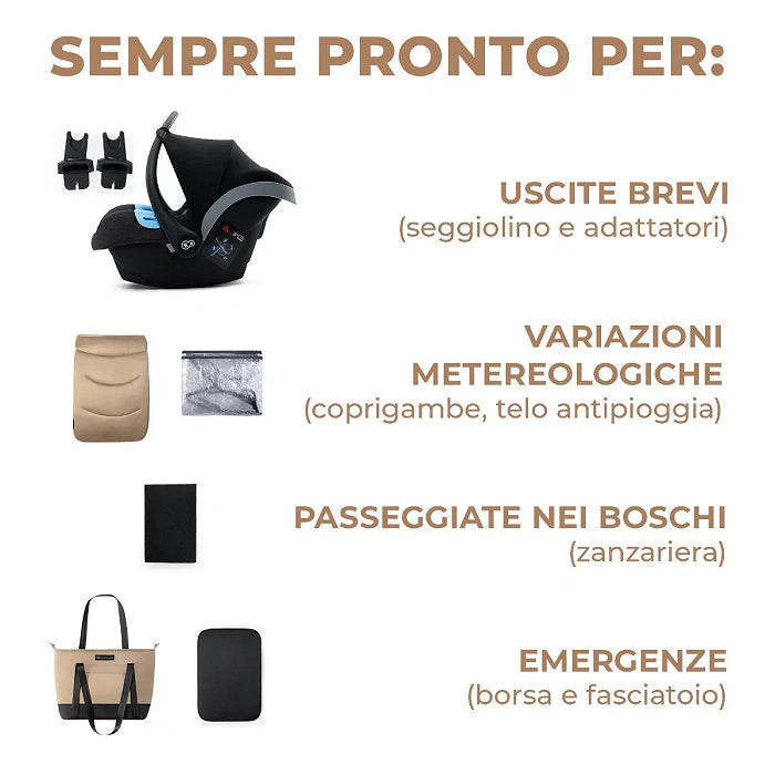 Passeggino Trio PRIME 2 Kinderkraft Beige IN ARRIVO - Be Brave Boutique