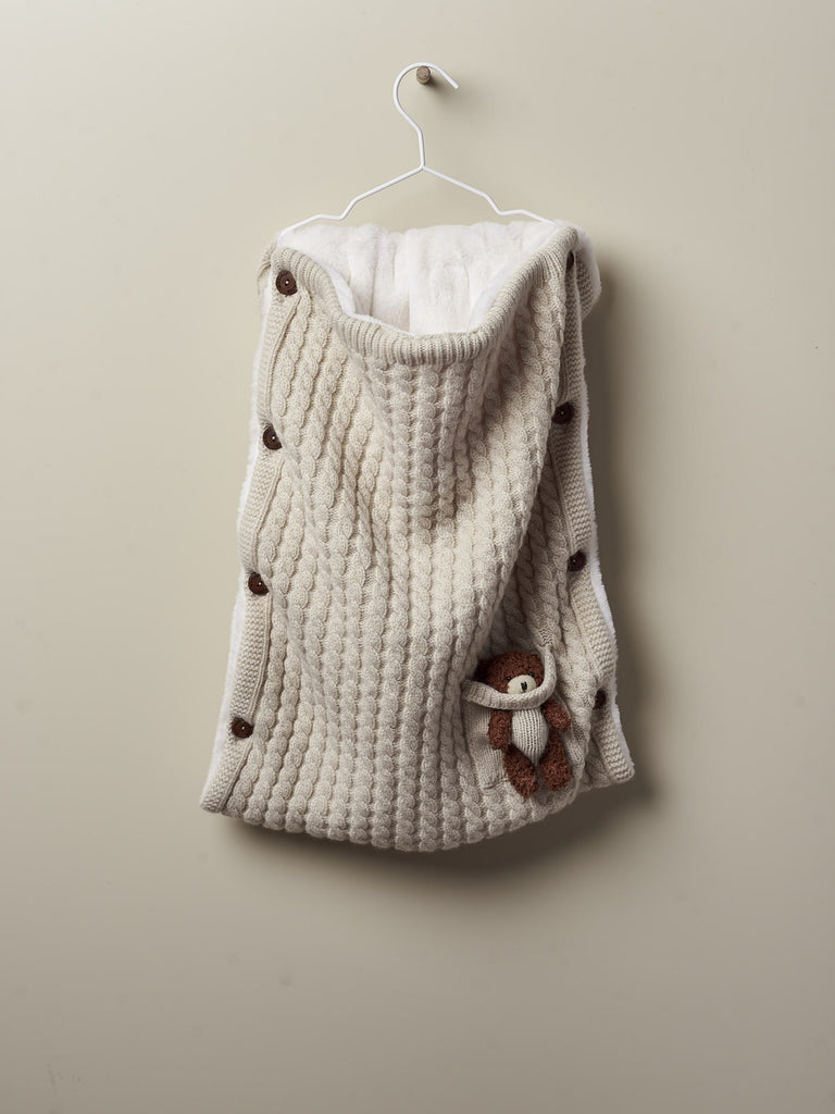 Sacco nanna/passeggino in lana e cachemire con orsetto - Be Brave Boutique