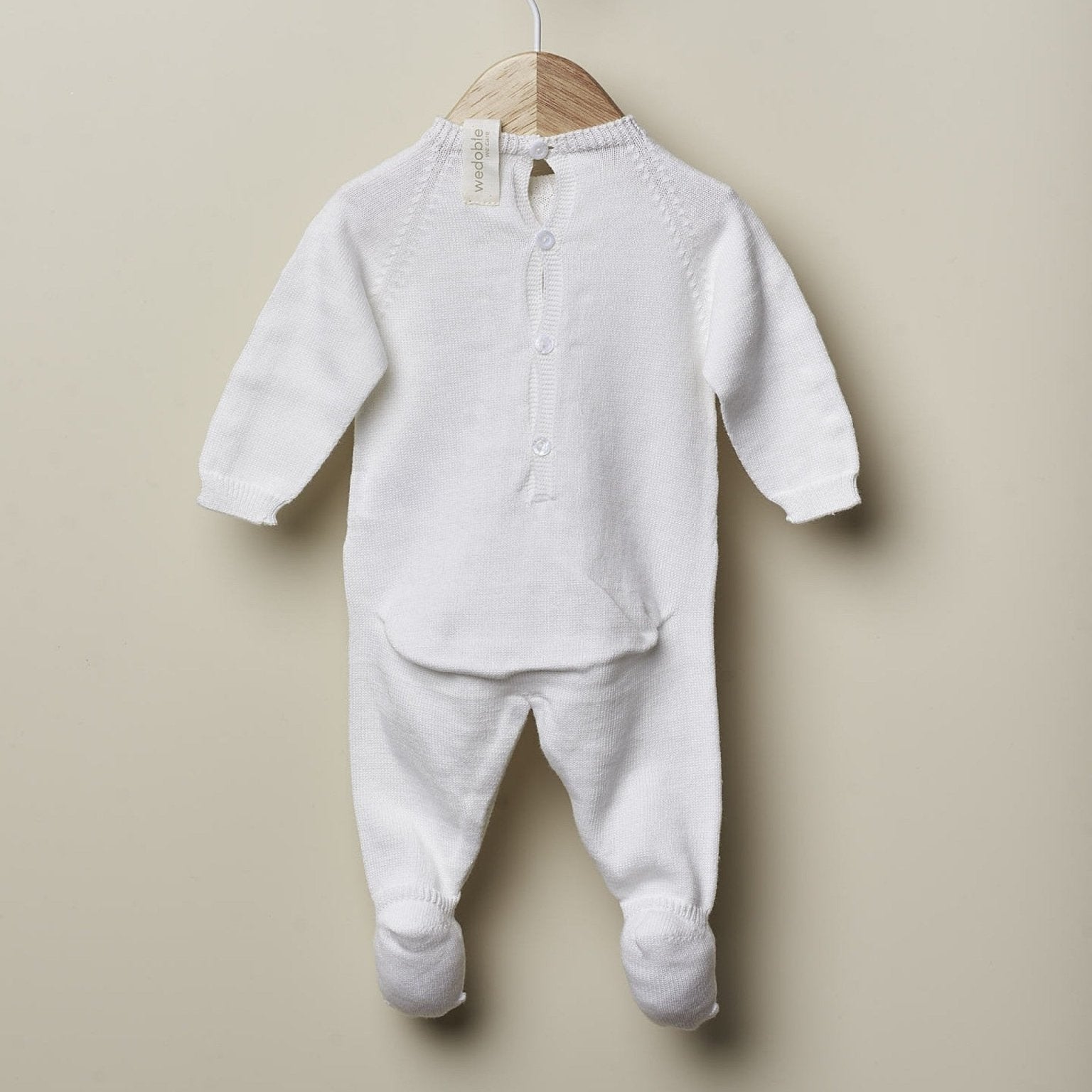 Tutina nascita lavorata a maglia bianco - Be Brave Boutique