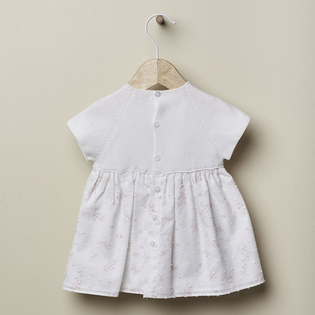 Abito in maglia e cotone per bambini BIANCO FIORI ROSA - Be Brave Boutique