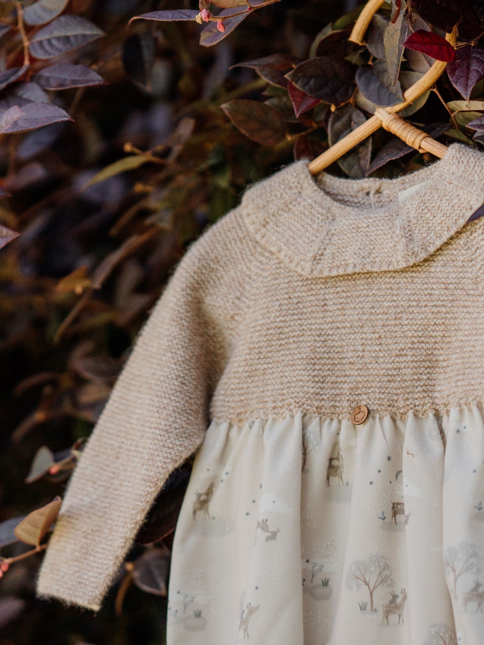 Abito per bambina in Lana Merinos Woodland Animals