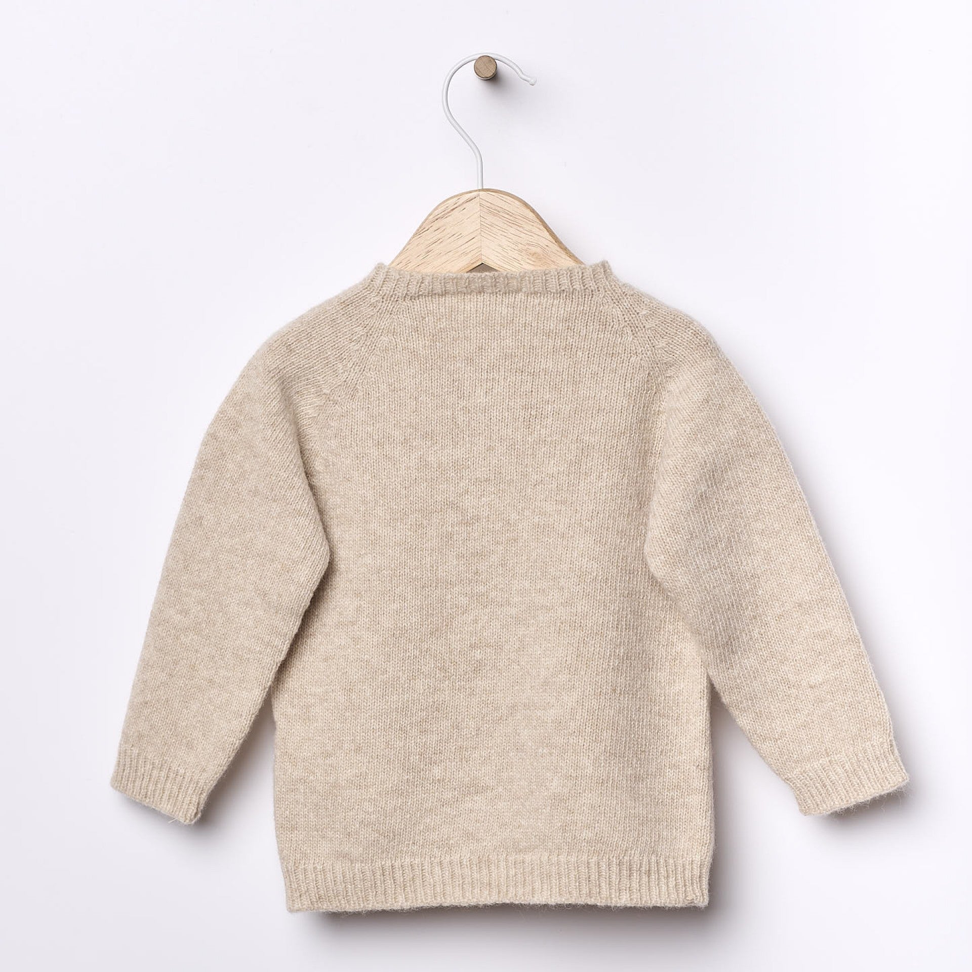 Maglioncino con tasche In Morbida Lana Marino Extrafine beige