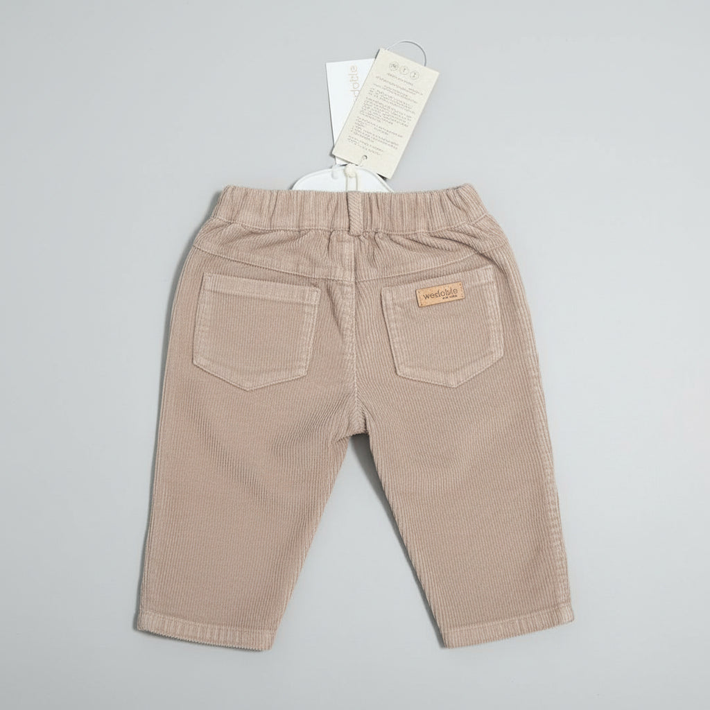 Pantalone a costine in velluto Tortora Senza Tasche - Be Brave Boutique
