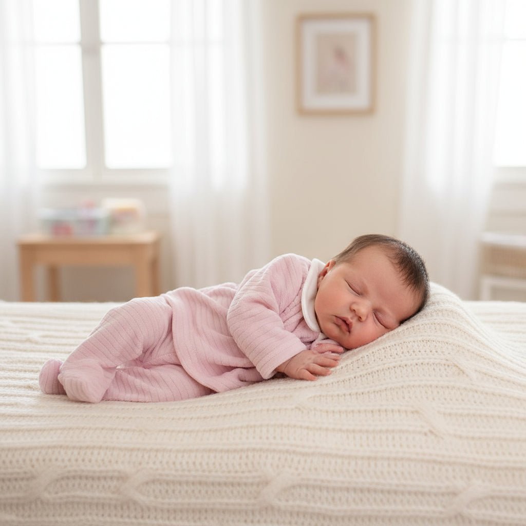 Coordinato Neonato in Ciniglia Rosa con Colletto Bianco