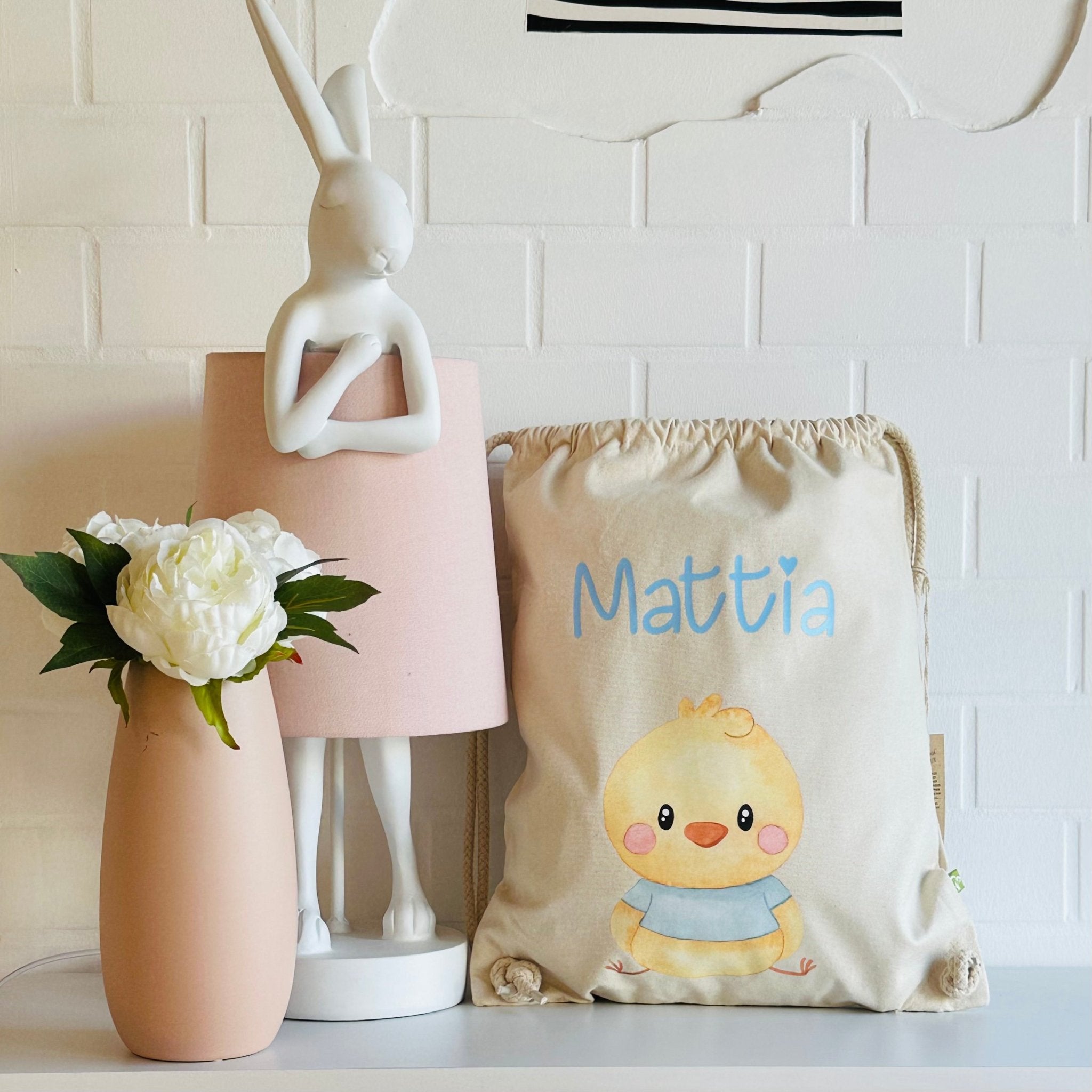 Zaino a sacca in cotone pesante Pulcino Azzurro - Be Brave Boutique