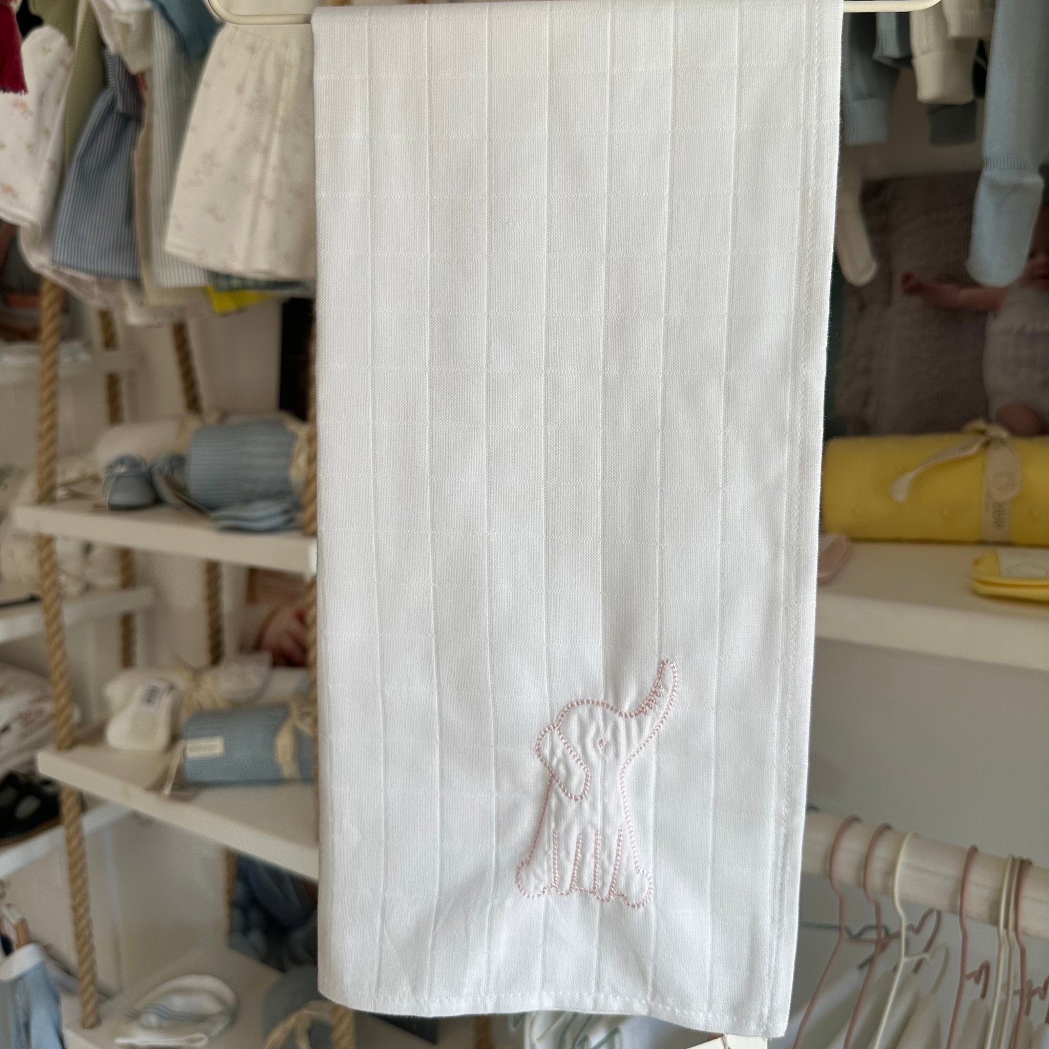 Wedoble Mussola in Cotone Ricamata Elefantino Rosa - Be Brave Boutique