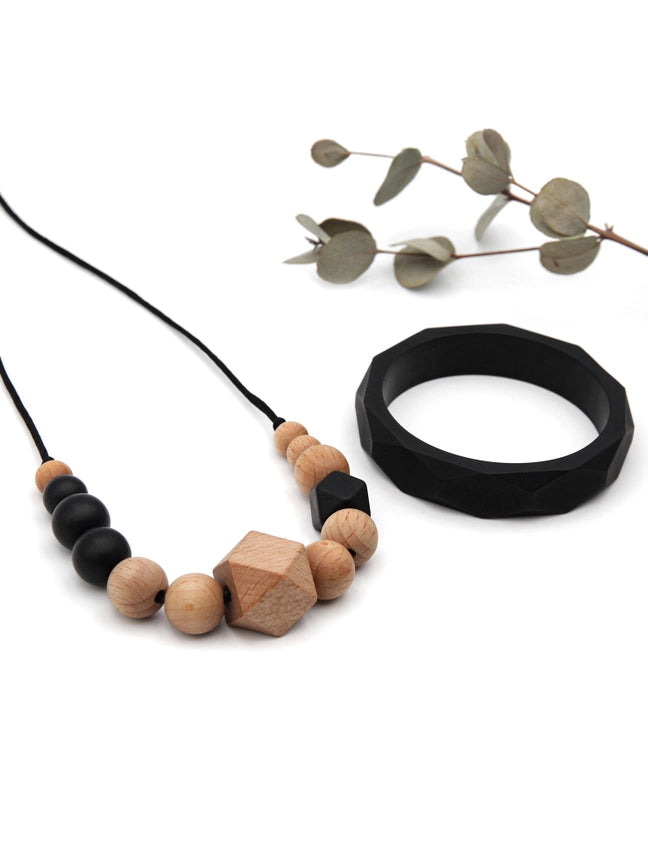 Set collana e bracciale rigido - Beachwood black