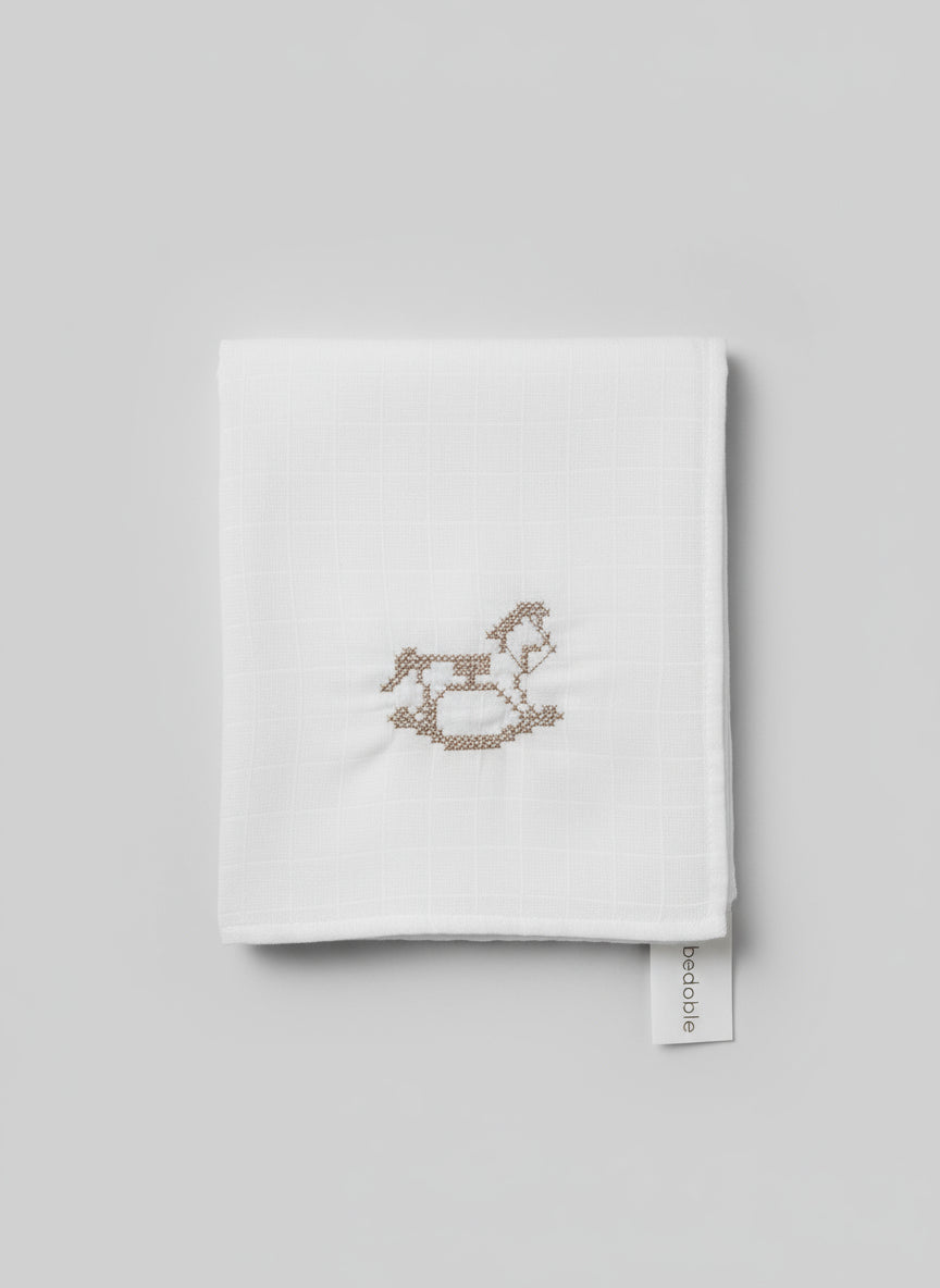 Wedoble Mussola in Cotone Ricamata Cavallino Tortora - Be Brave Boutique