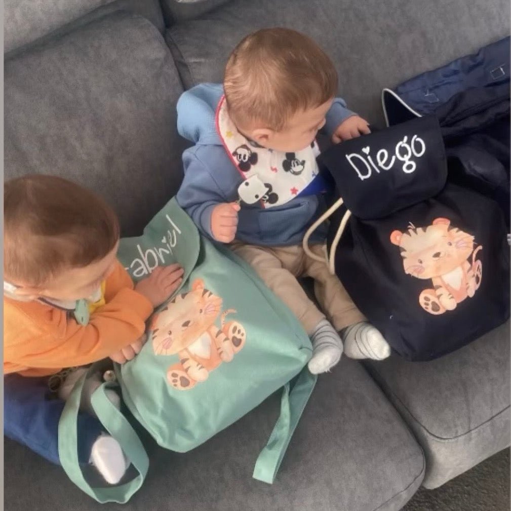 Mini Zaino asilo personalizzabile  in cotone Tigrotto - Be Brave Boutique