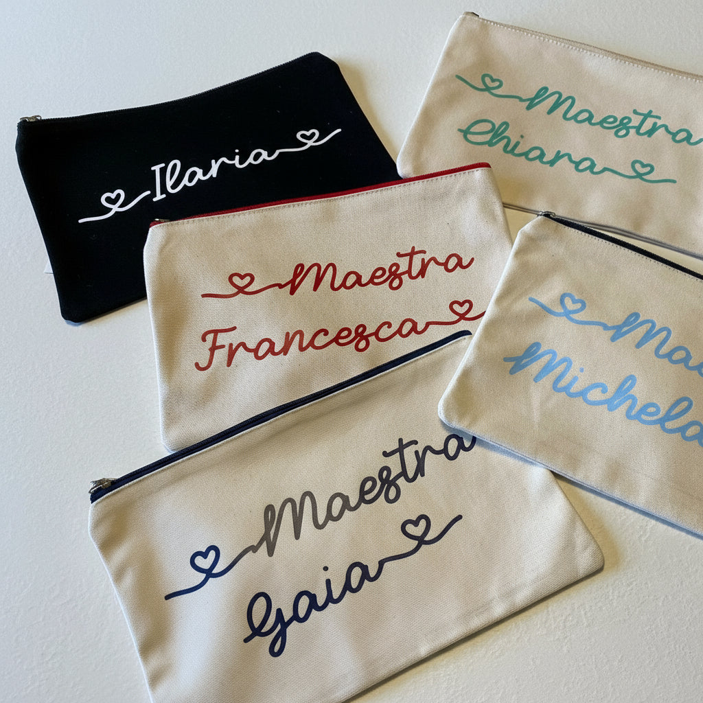 Pochette in cotone con anello da polso e zip colorata - Be Brave Boutique