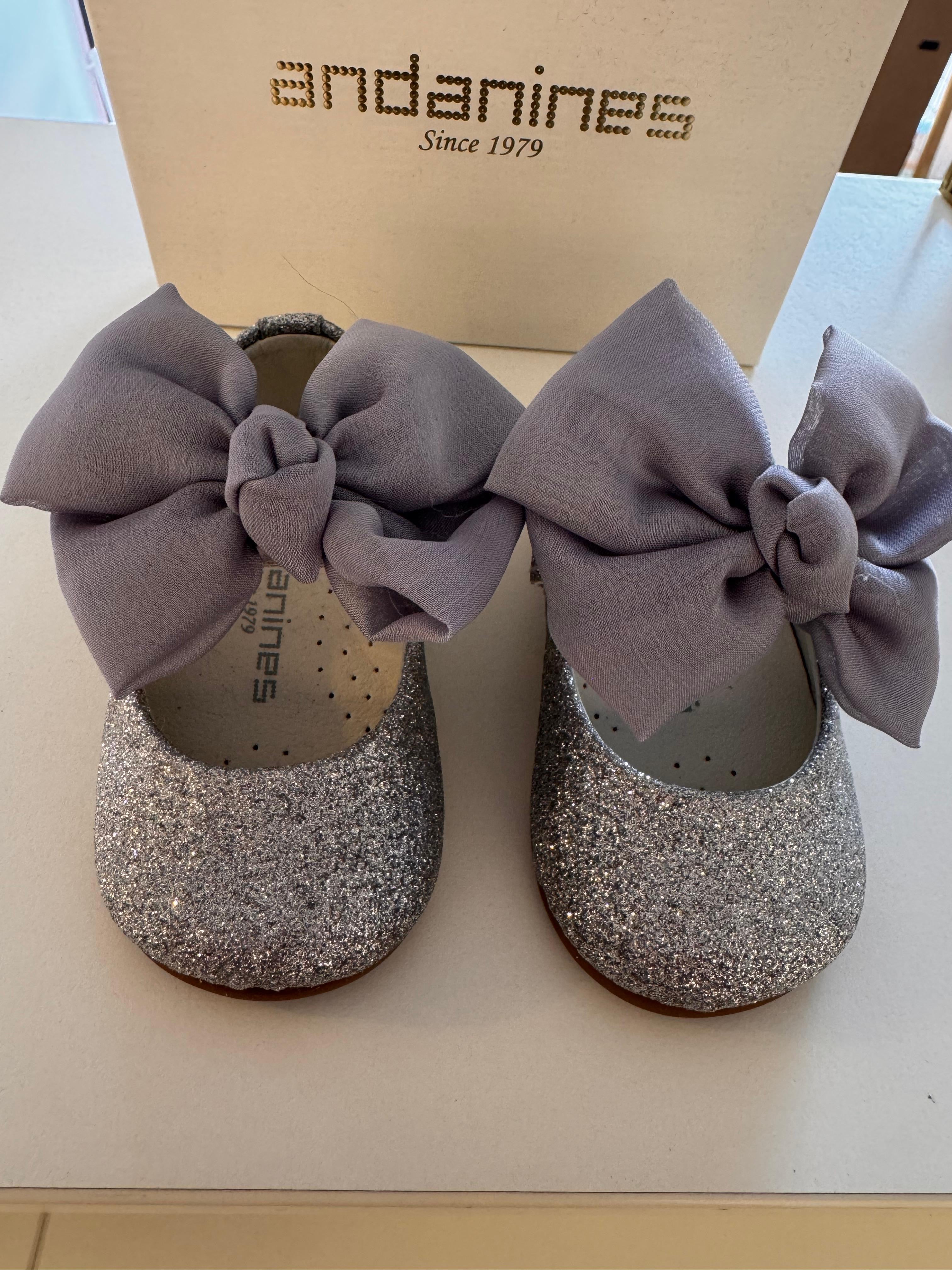 ANDANINES Ballerine eleganti Argento glitter con plantare anatomico