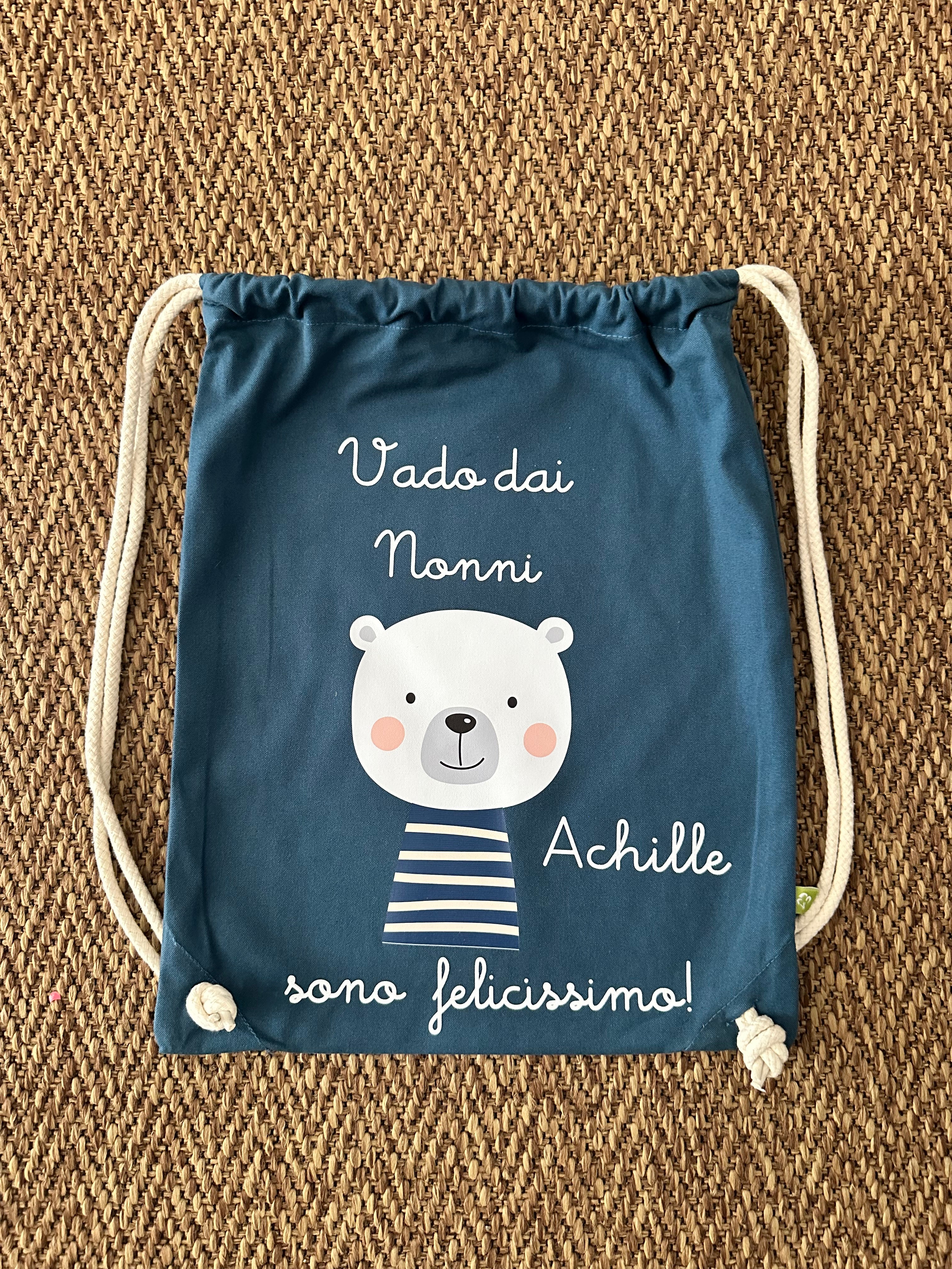 Zaino in cotone pesante Vado dai Nonni e sono felicissimo - Be Brave Boutique