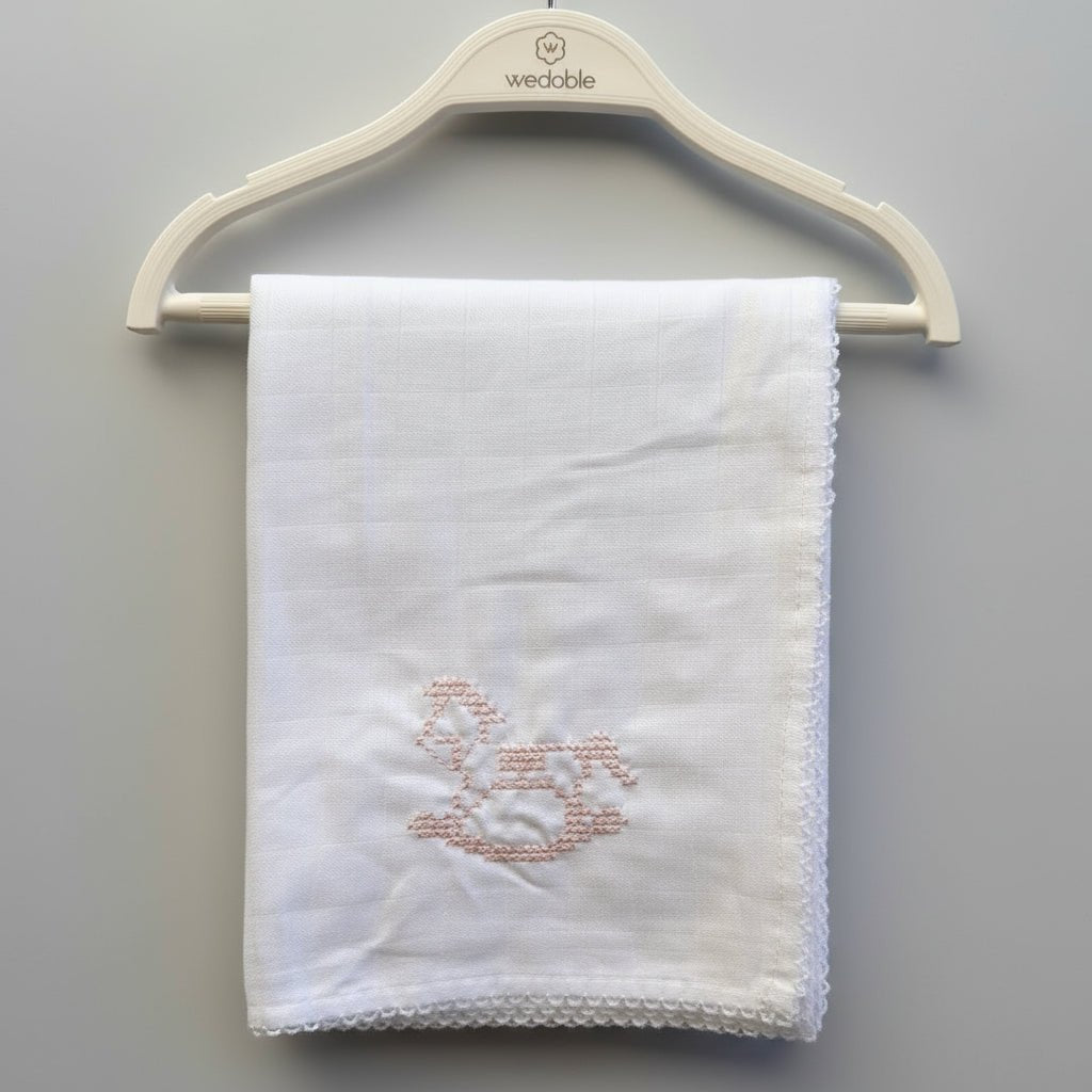 Wedoble Mussola in Cotone Ricamata Cavallino Rosa - Be Brave Boutique