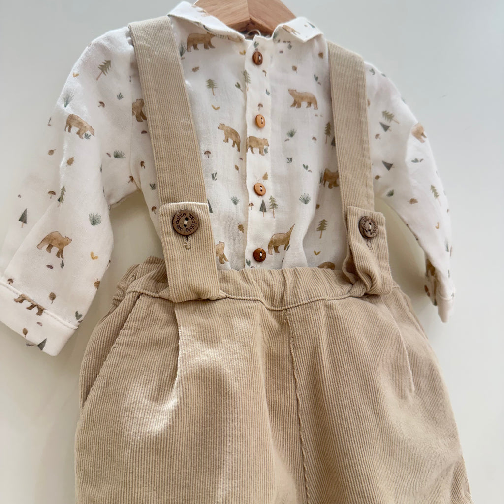 Salopette beige in velluto per bambini - Be Brave Boutique