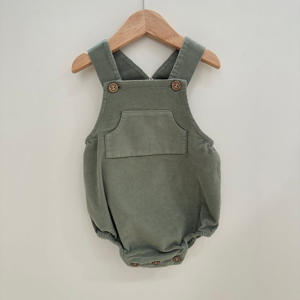 Pagliaccetti verde  in velluto per bambini - Be Brave Boutique