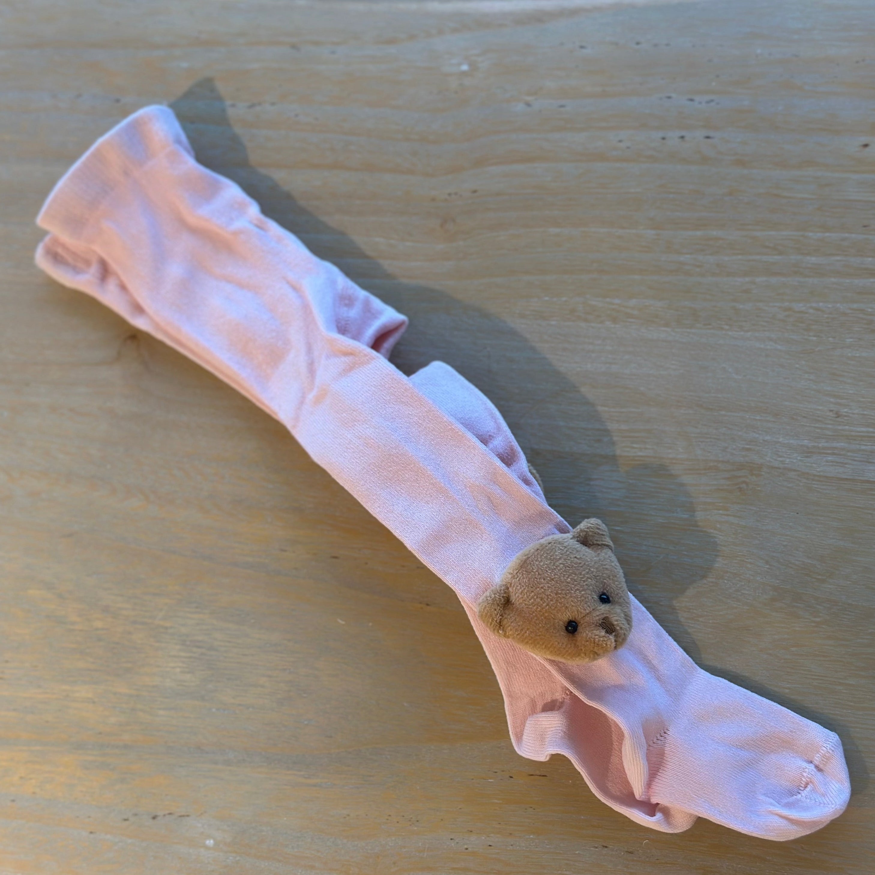 Calzamaglia Rosa per bambini con Orsetto  Meia Pata - Be Brave Boutique