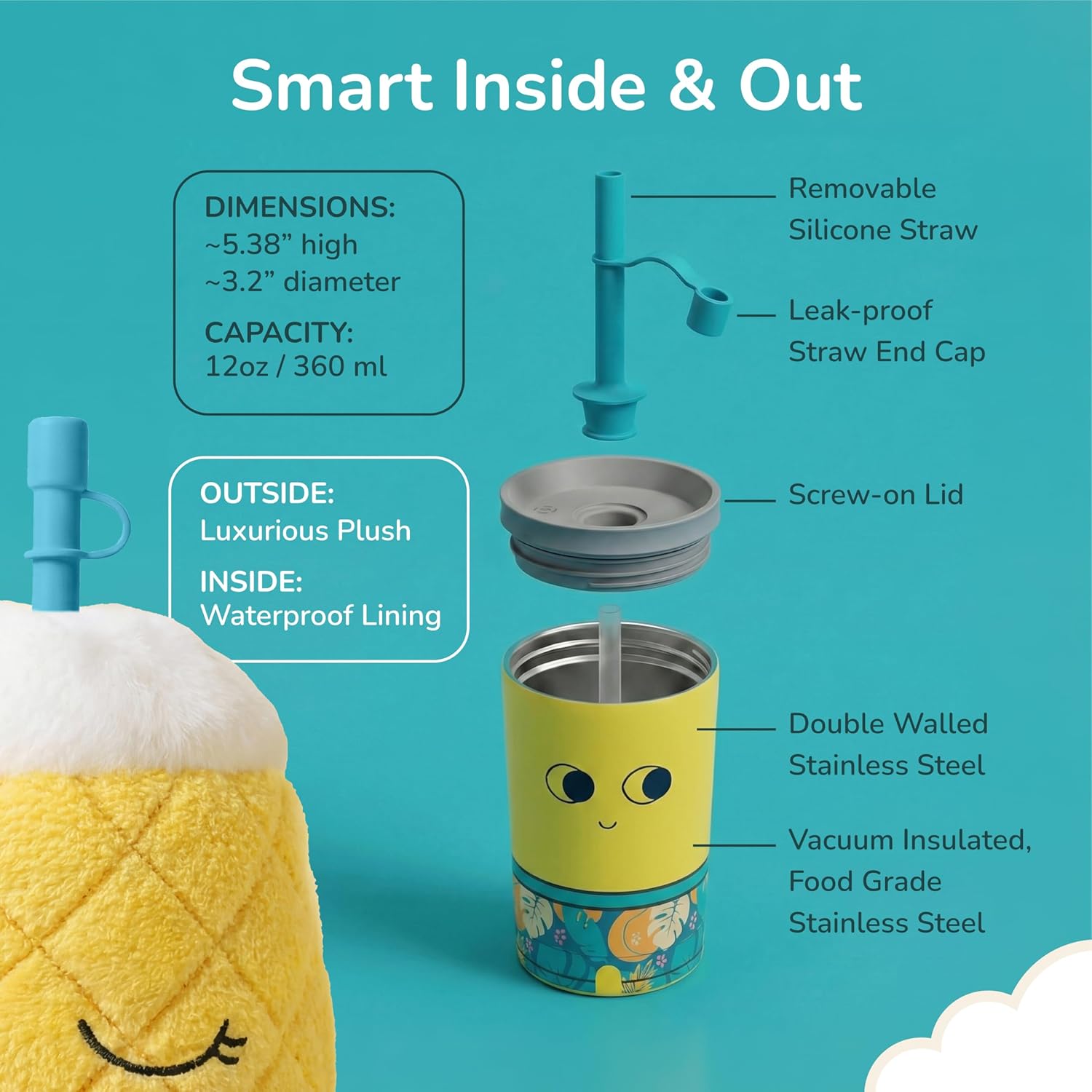 Tazza Termica - Pip the Pineapple Fuzzie, 360 ml Asobu