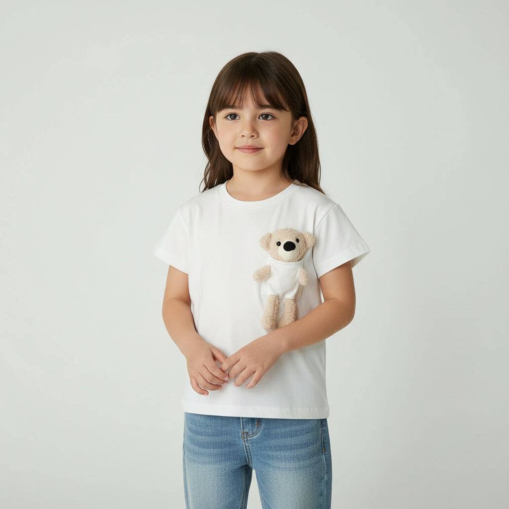 Maglietta in morbido cotone con Orsetto in tasca - Be Brave Boutique