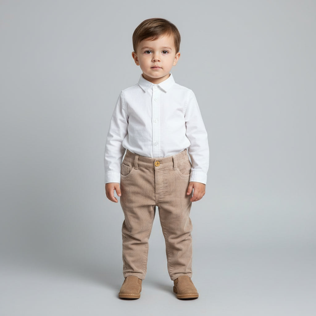 Pantalone a costine in velluto Tortora Senza Tasche - Be Brave Boutique