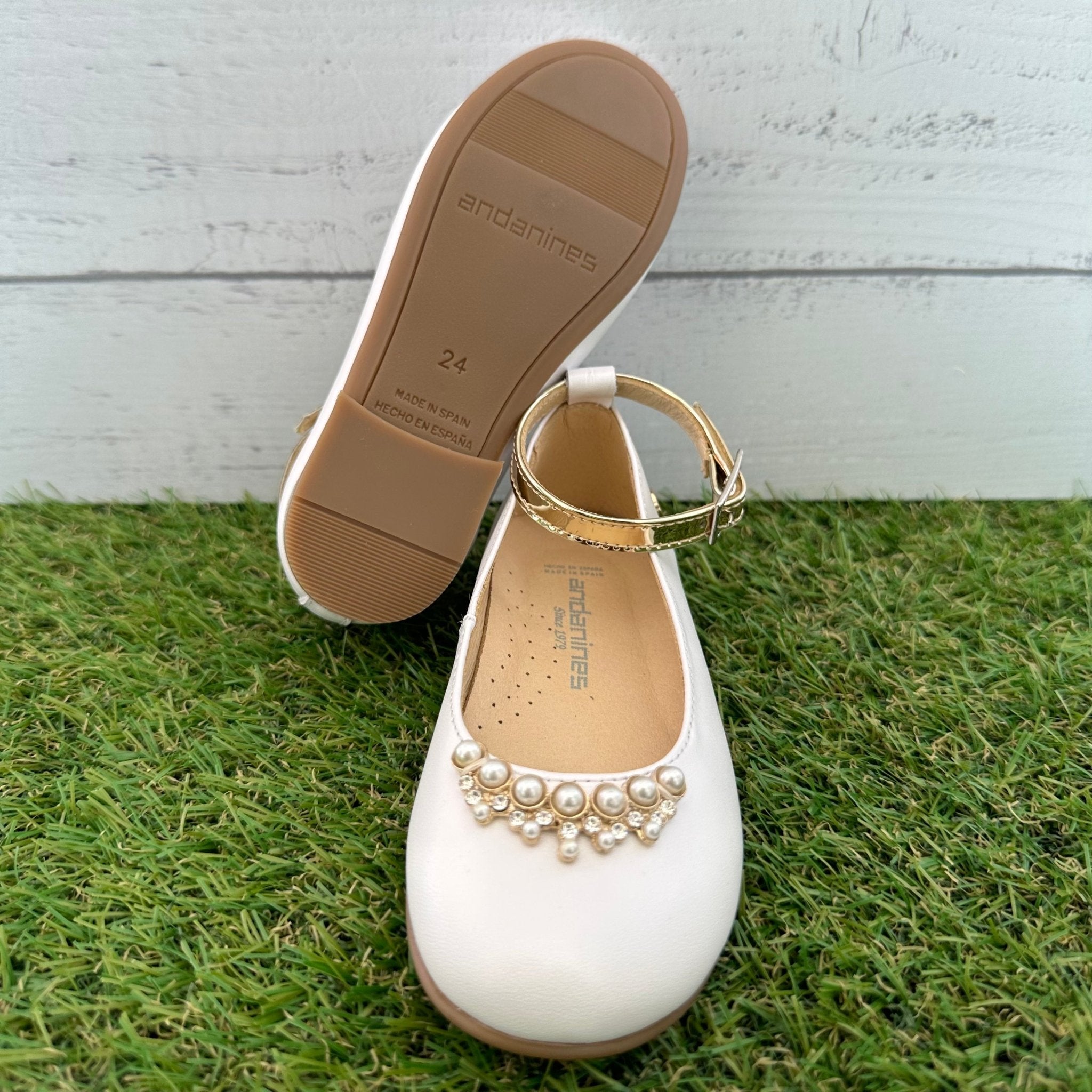 ANDANINES Ballerine eleganti Bianco/Oro e plantare anatomico - Be Brave Boutique