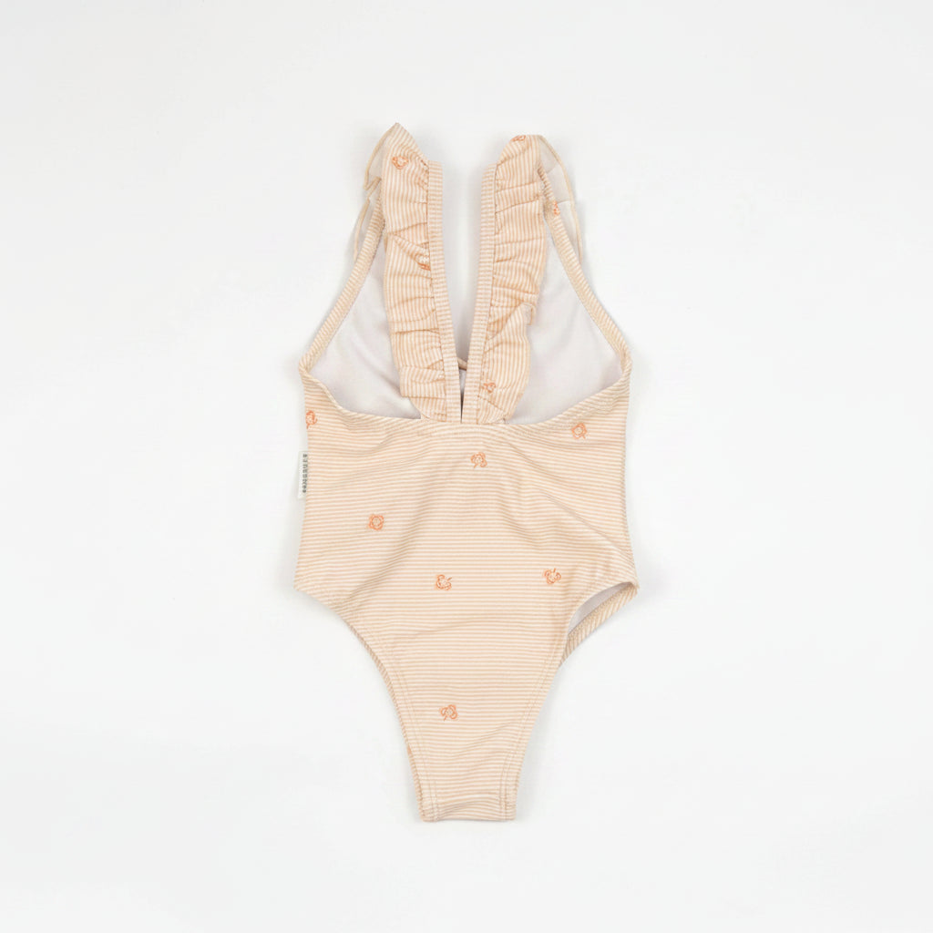 Girl's beach romper - STRIPE AND LEAVES 433