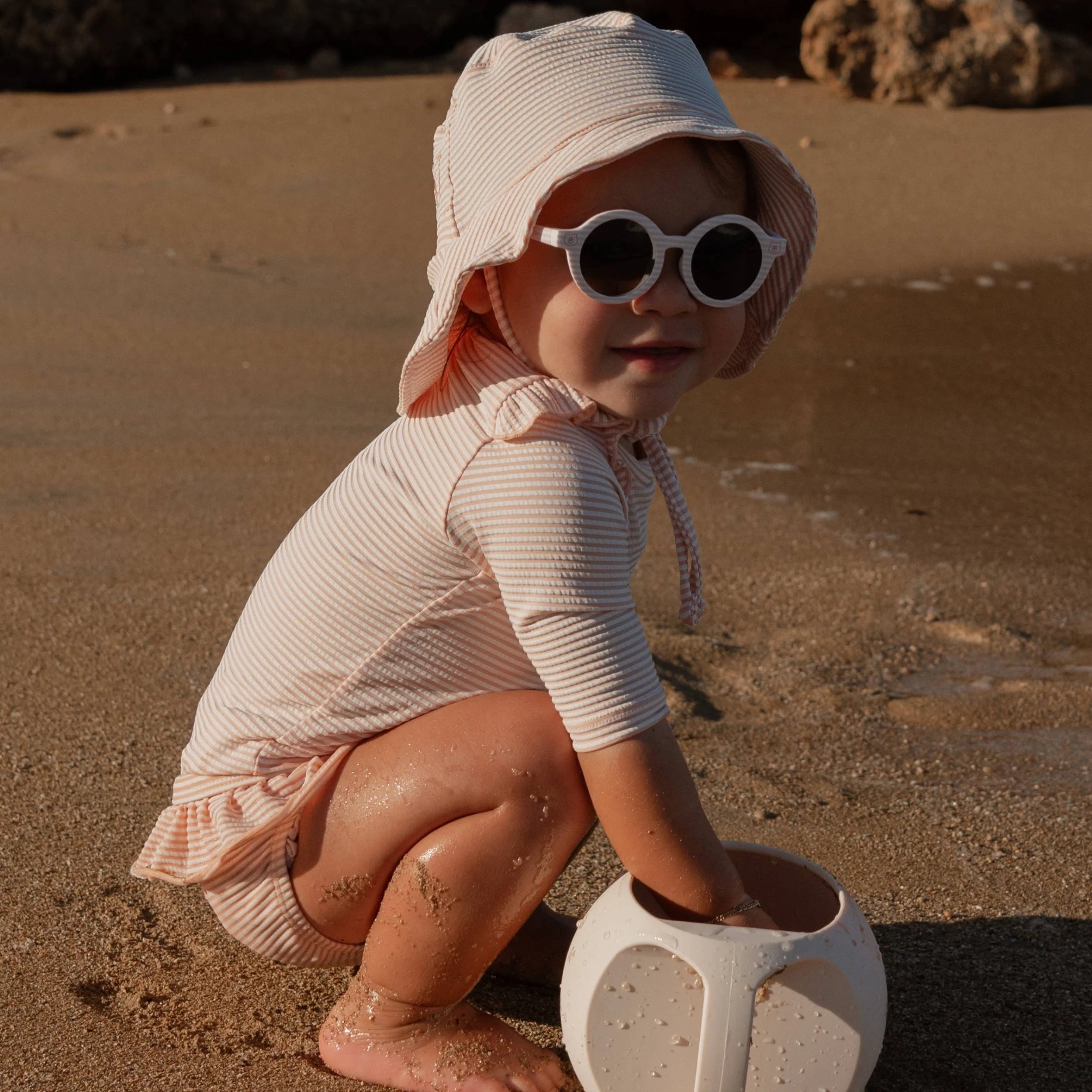 Cappellino da mare UV50+ - PINK STRIPES BEAR 435
