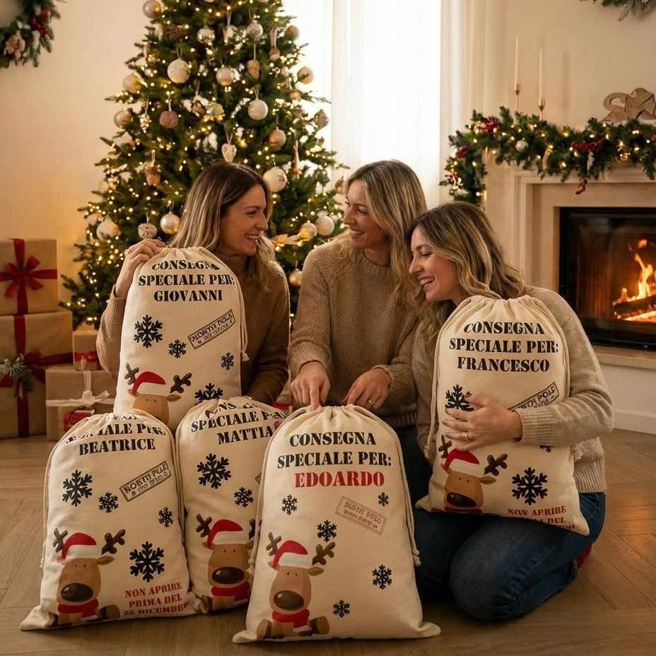 Sacca XXL Porta Regali di Natale Personalizzata per Bambini