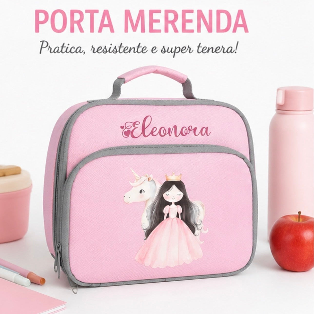 Porta Merenda per Bambini personalizzabile Principessa