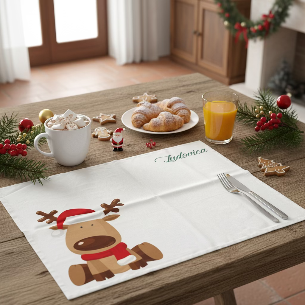 Tovaglietta pranzo personalizzabile 50x75 Renna - Be Brave Boutique