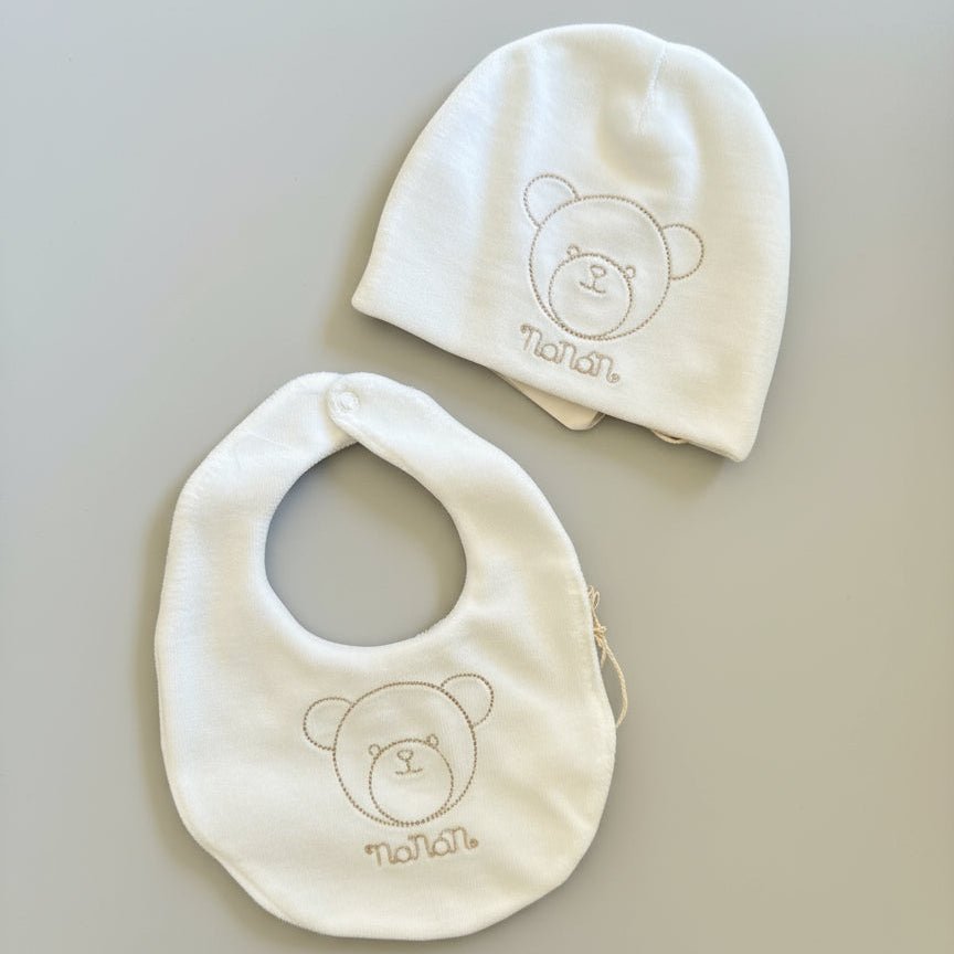 Set cappellino e bavaglino Nanan Bianco - Be Brave Boutique