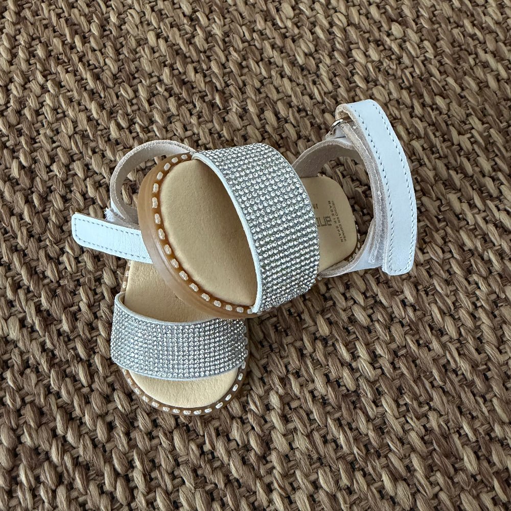 Sandali Andanines in Pelle Bianco con dettaglio pietre per bambina