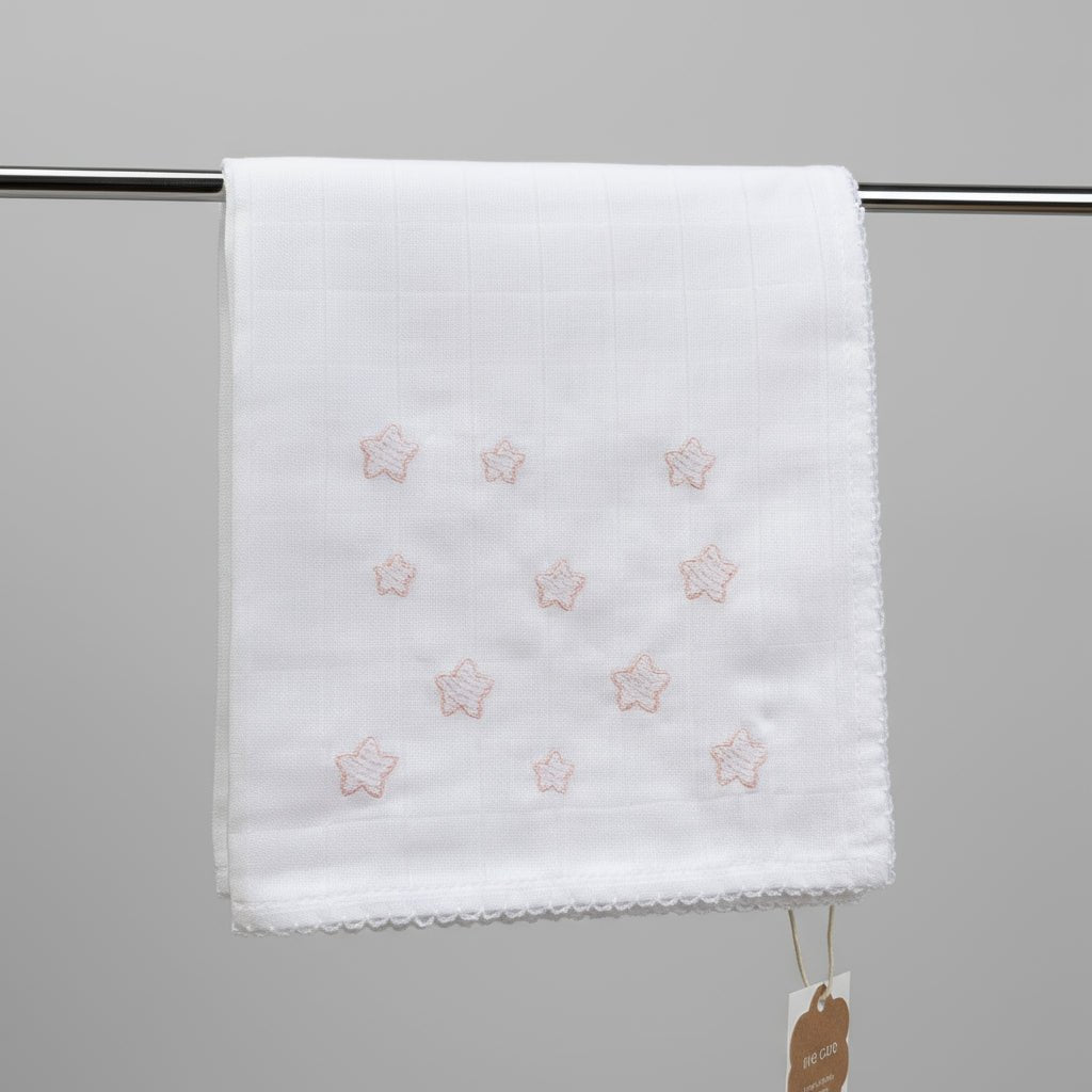 Wedoble Mussola in Cotone Ricamata Stelline Rosa - Be Brave Boutique