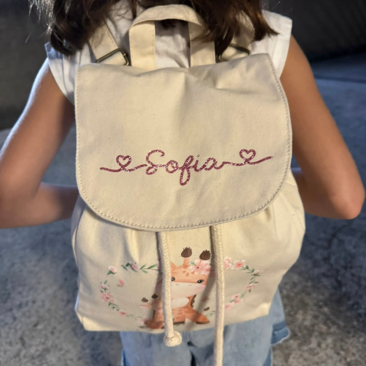 Personalized Kids' Preschool Backpack – Mini Backpack with Giraffe Name Design