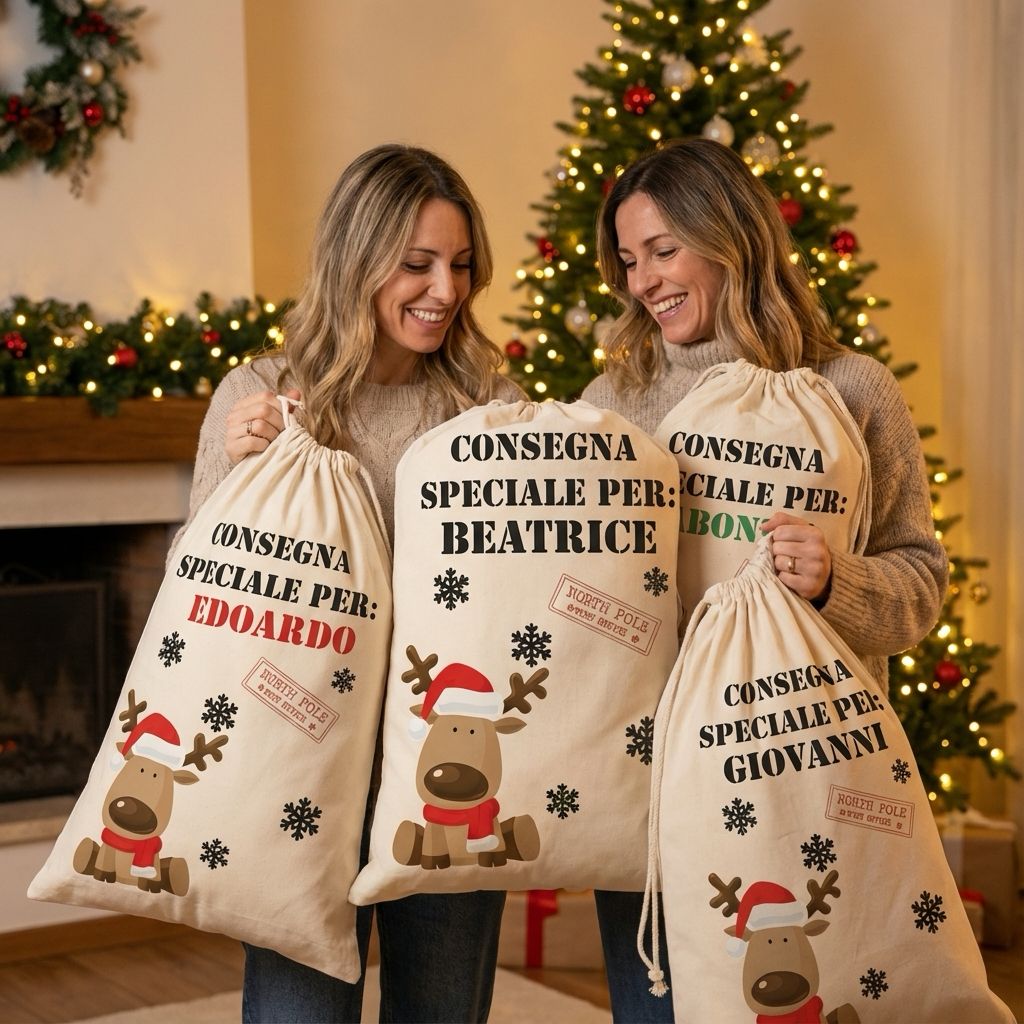 Sacca XXL Porta Regali di Natale Personalizzata per Bambini