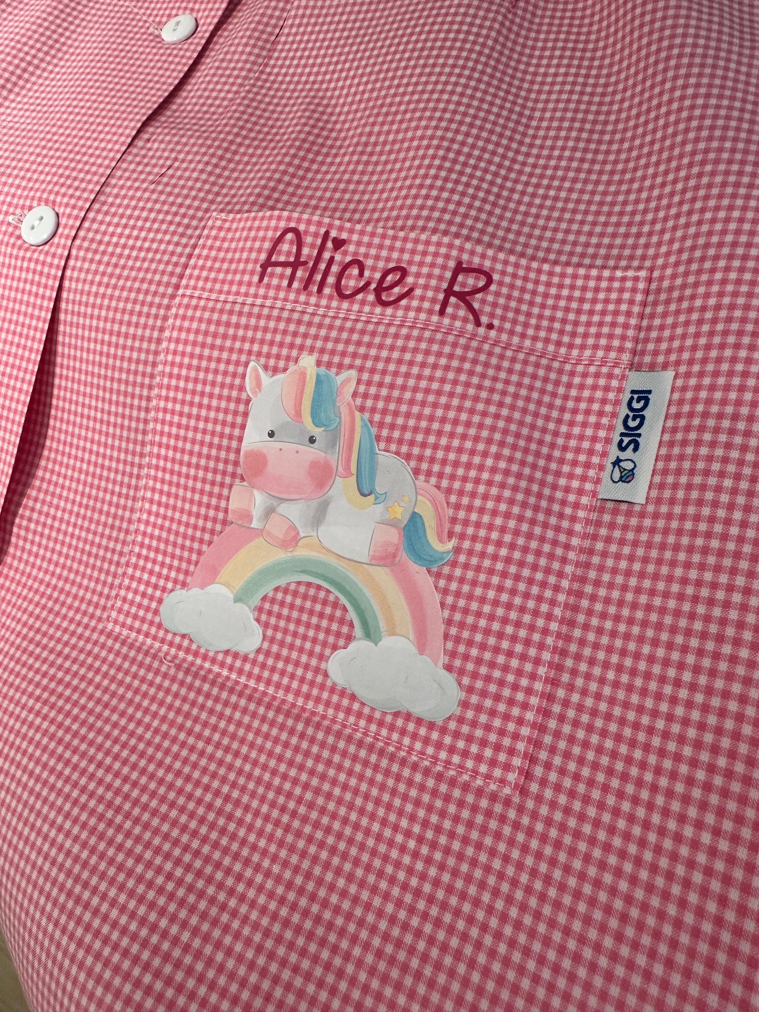 Grembiule Siggi  Unicorno Arcobaleno  Bimba Personalizzabile con nome - Be Brave Boutique